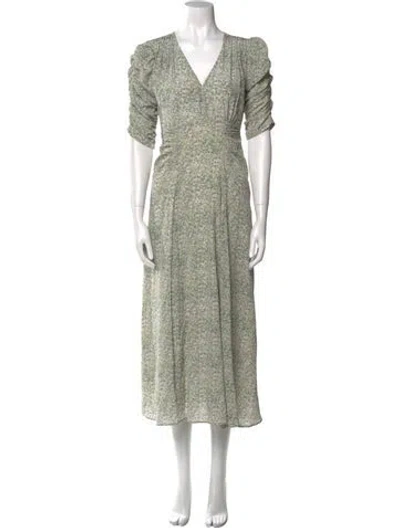 Pre-owned Masscob Silk Midi Length Dress In Green