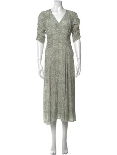 Pre-owned Masscob Silk Midi Length Dress In Green