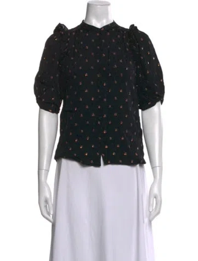 Pre-owned Masscob Silk Polka Dot Print Blouse In Black