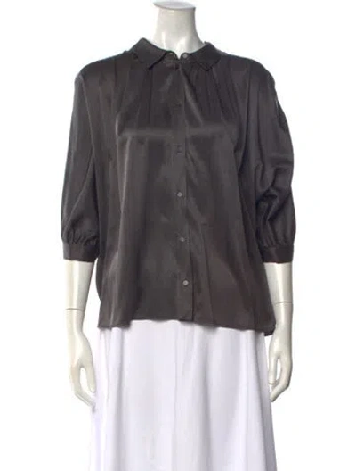 Pre-owned Masscob Silk Three-quarter Sleeve Blouse In Gray