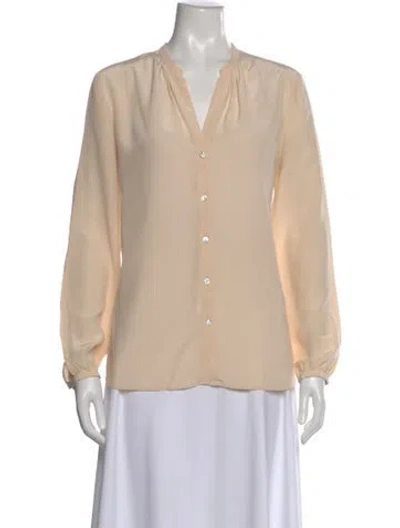 Pre-owned Masscob Silk V-neck Blouse In Neutral