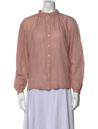 Pre-owned Masscob Striped Long Sleeve Blouse In Pink