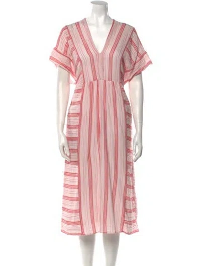 Pre-owned Masscob Striped Midi Length Dress In Pink