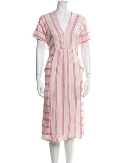Pre-owned Masscob Striped Midi Length Dress In Pink