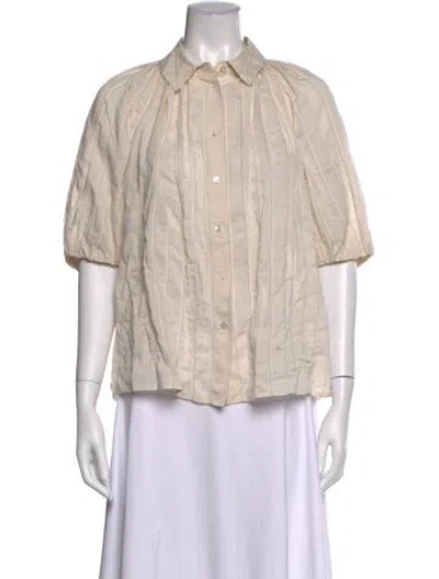 Pre-owned Masscob Striped Short Sleeve Blouse In Neutral
