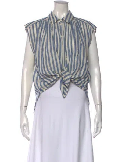 Pre-owned Masscob Striped Sleeveless Blouse In Blue