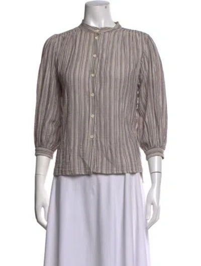 Pre-owned Masscob Striped Three-quarter Sleeve Blouse In Multicolor