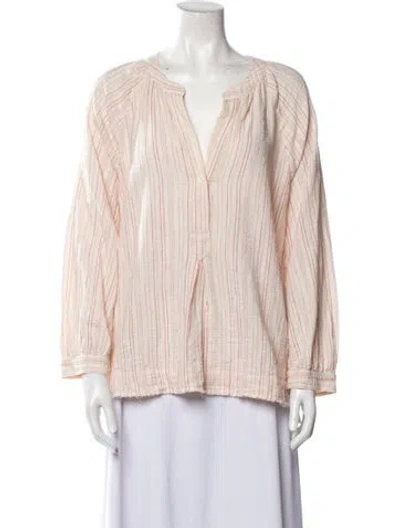 Pre-owned Masscob Striped V-neck Blouse In Neutral