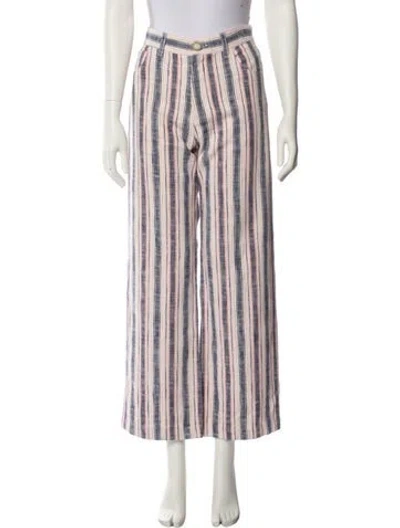 Pre-owned Masscob Striped Wide Leg Pants In White