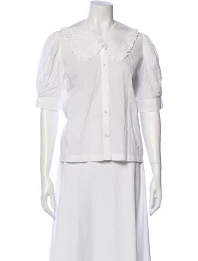 Pre-owned Masscob Three-quarter Sleeve Blouse In White