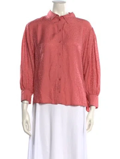 Pre-owned Masscob Three-quarter Sleeve Button-up Top In Pink
