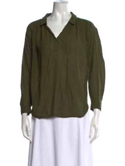 Pre-owned Masscob V-neck Long Sleeve Top In Green