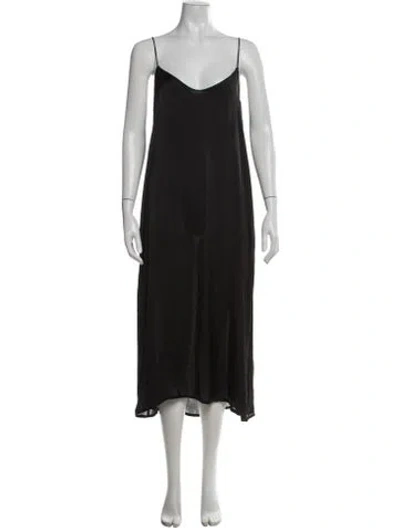 Pre-owned Masscob V-neck Midi Length Dress In Black