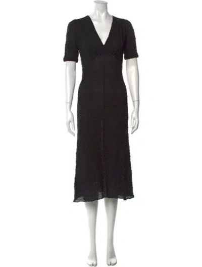 Pre-owned Masscob V-neck Midi Length Dress In Black