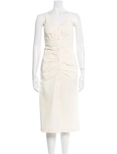 Pre-owned Masscob V-neck Midi Length Dress In Neutral
