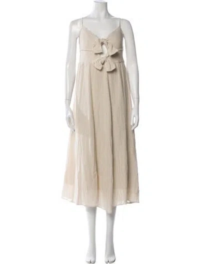 Pre-owned Masscob V-neck Midi Length Dress In Neutral
