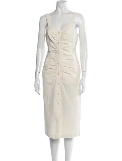 Pre-owned Masscob V-neck Midi Length Dress In Neutrals