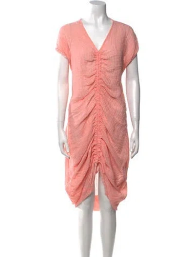 Pre-owned Masscob V-neck Midi Length Dress In Pink
