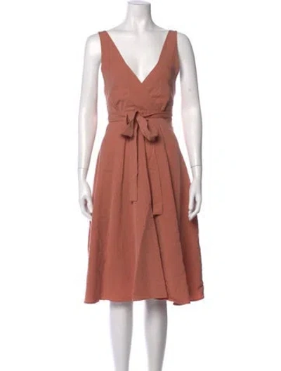 Pre-owned Masscob V-neck Midi Length Dress In Pink