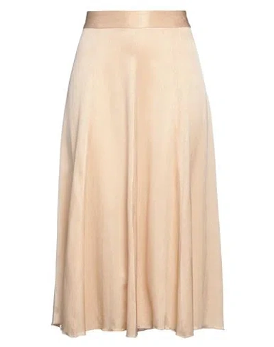 Masscob Woman Midi Skirt Beige Size 8 Silk, Elastane