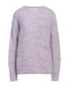 Masscob Woman Sweater Lilac Size L Mohair Wool, Polyamide, Virgin Wool, Cotton In Purple