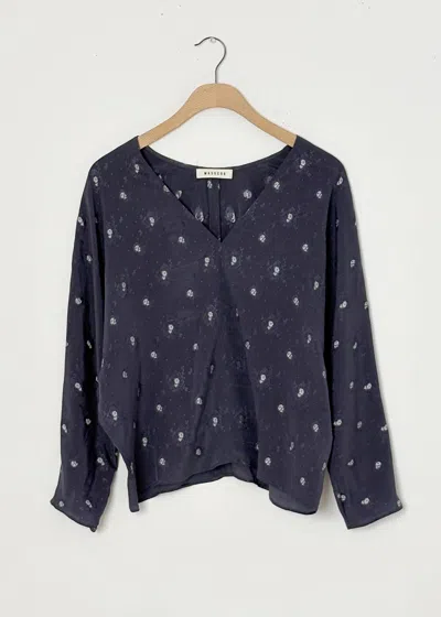 Masscob Women's Lluvia Long Sleeve Top In Nocturna In Blue