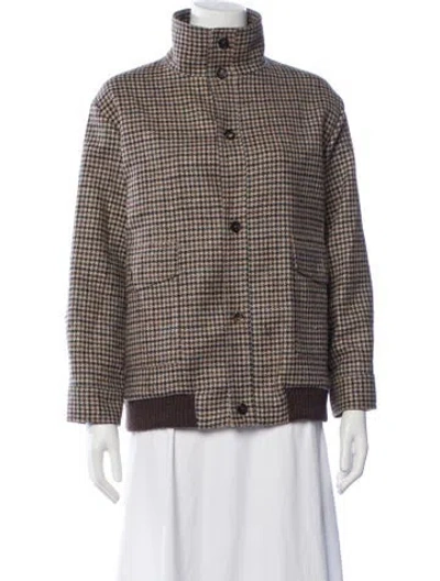 Pre-owned Masscob Wool Houndstooth Print Bomber Jacket In Multicolor