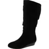 Masseys 1381013 Womens Faux Suede Wedge Boot Mid-calf Boots In Black