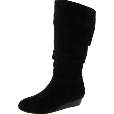 Masseys 1381013 Womens Faux Suede Wedge Boot Mid-calf Boots In Black