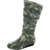 Masseys 1381013 Womens Faux Suede Wedge Boot Mid-calf Boots In Green