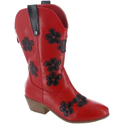 Masseys Blaze Womens Faux Leather Pull On Cowboy, Western Boots In Multi