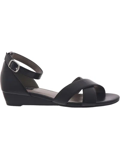 Masseys Brooklyn Womens Faux Leather Criss-cross Ankle Strap In Black