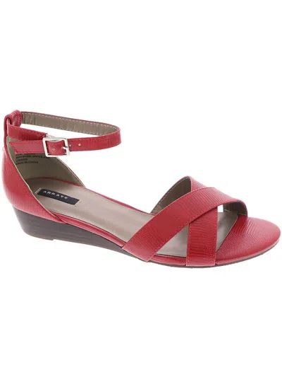 Masseys Brooklyn Womens Faux Leather Criss-cross Ankle Strap In Red