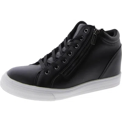 Masseys Brynlee Womens Faux Leather Hi Top Casual And Fashion Sneakers In Black