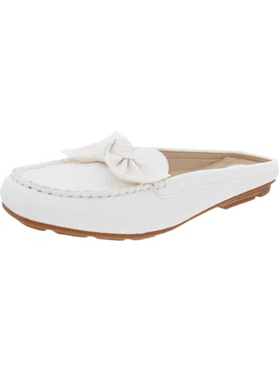 Masseys Charm Womens Faux Leather Slip On Mules In White