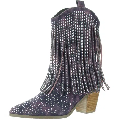 Masseys Dolly Womens Embellished Faux Suede Cowboy, Western Boots In Multi