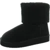 Masseys Heavenly Womens Faux Fur Lined Textured Mid-calf Boots In Black