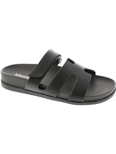 Masseys Hope Womens Faux Leather Slide Sandals In Black