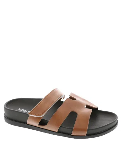 Masseys Hope Womens Faux Leather Slide Sandals In Brown