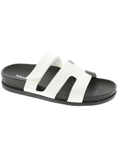 Masseys Hope Womens Faux Leather Slide Sandals In White