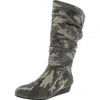 Masseys Khloe Womens Camouflage Canvas Knee-high Boots In Green