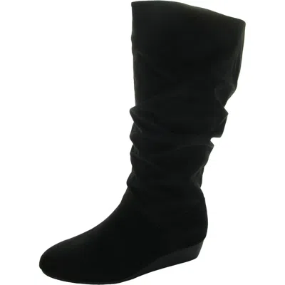 Masseys Khloe Womens Camouflage Canvas Mid-calf Boots In Black