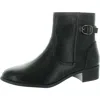 Masseys Millie Womens Faux Leather Block Heel Ankle Boots In Black