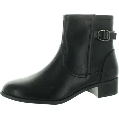 Masseys Millie Womens Faux Leather Block Heel Ankle Boots In Black