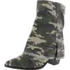 Masseys Miranda Womens Denim Pointed Toe Mid-calf Boots In Green