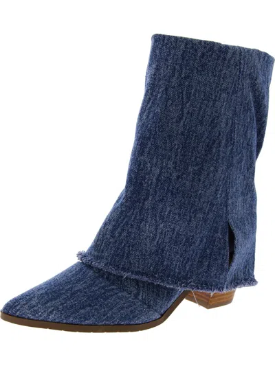 Masseys Miranda Womens Denim Pointed Toe Mid-calf Boots In Multi