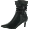 Masseys Morgan Womens Denim Pointed Toe Mid-calf Boots In Black