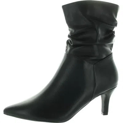 Masseys Morgan Womens Denim Pointed Toe Mid-calf Boots In Black
