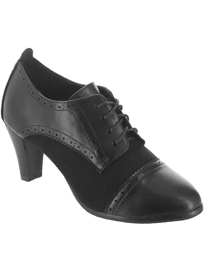 Masseys Olive Womens Faux Leather Dressy Oxfords In Black