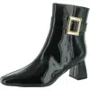 Masseys Sydney Womens Buckle Faux Leather Ankle Boots In Black